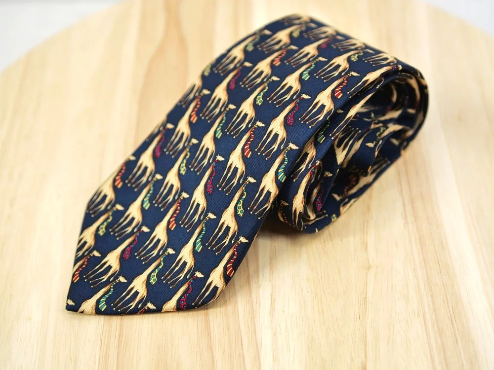Brooks Brothes Makers Tie 58 in Silk Multicolor Giraffes in Polka Dot Neckties